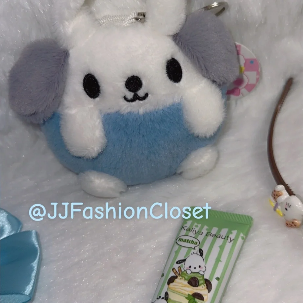 Cute Sanrio Plush Accessories Set with Blue and Pink Accents